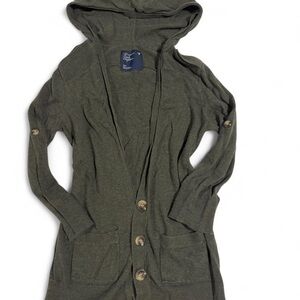 American Eagle Outfitters Green Hooded Cardigan